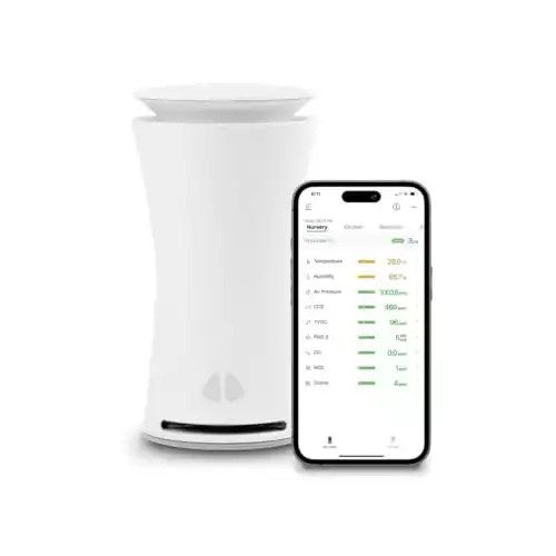 uHoo 9-in-1 Smart Air Monitor, Indoor Air Sensor for Detecting Mold, Temperature, Humidity, PM 2.5, CO2 Monitor, with Free Mobile App and Premium App, Smart Device for Home and Office