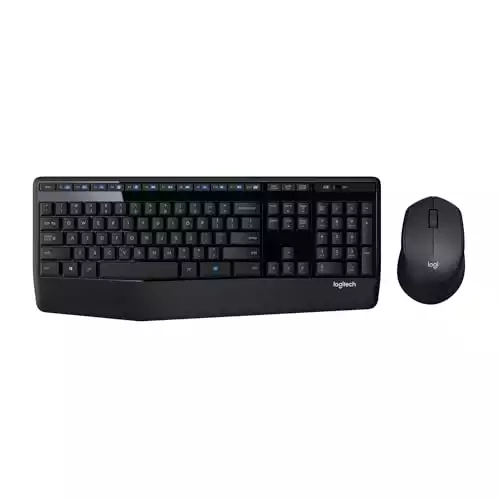 Logitech MK345 Wireless Combo Full-Sized Keyboard with Palm Rest and Comfortable Right-Handed Mouse, 2.4 GHz Wireless USB Receiver, Compatible with PC, Laptop,Black