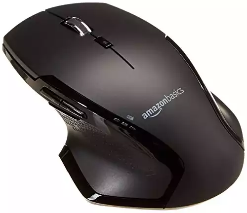 Amazon Basics Full Size Ergonomic Wireless Mouse with Fast Scrolling, Compatible with PC, Mac, Laptop - Black