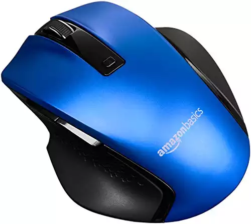 Amazon Basics Compact Ergonomic Wireless PC Mouse with Fast Scrolling - Blue